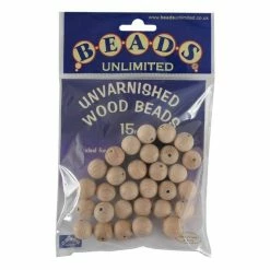 Brand new 💯 Beads Unlimited Unvarnished Wooden Beads 15mm 30 Pack ❤️