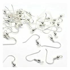 New 👍 Beads Unlimited Silver Plated Long Ballwire Fish Hooks 28 Pack ✨