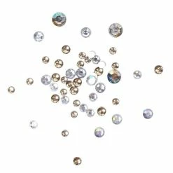 Outlet π₯ Hobbycraft Gold And Clear Assorted Round Gems 90g π