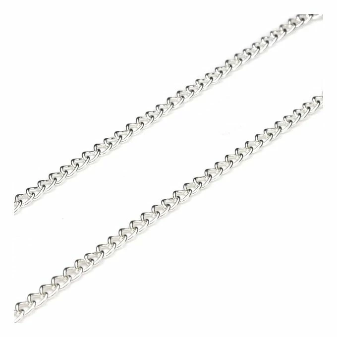 Budget ❤️ Beads Unlimited Silver Light Curb Chain 3mm X 3m 👍 3 Budget ❤️ Beads Unlimited Silver Light Curb Chain 3mm X 3m 👍